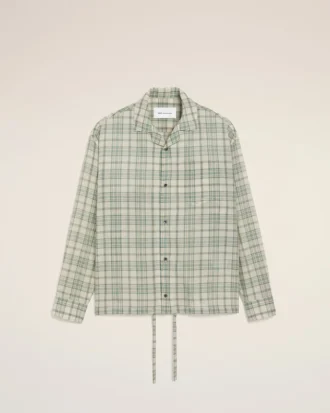 Chemise carrée en coton à carreaux verts
