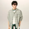 Chemise carrée en coton à carreaux verts