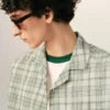 Chemise carrée en coton à carreaux verts