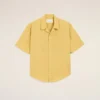 Chemise carrée à manches courtes et col camp en coton jaune