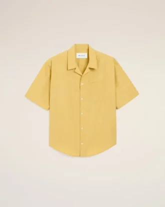 Chemise carrée à manches courtes et col camp en coton jaune