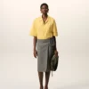 Chemise carrée à manches courtes et col camp en coton jaune