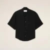 Chemise carrée noire à manches courtes brodée Ami Paris