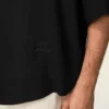 Chemise carrée noire à manches courtes brodée Ami Paris