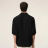 Chemise carrée noire à manches courtes brodée Ami Paris