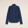 Chemise à col pointu en coton bleu