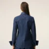Chemise à col pointu en coton bleu