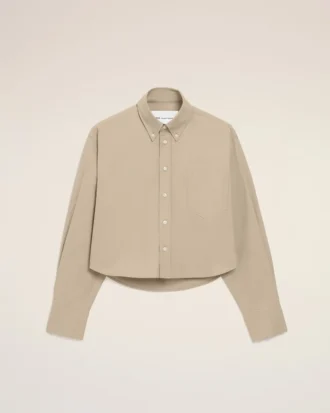 Chemise courte en coton beige avec motif Ami de Coeur en relief