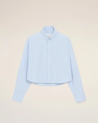 Chemise courte en coton bleu gaufré Ami de Coeur