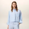 Chemise courte en coton bleu gaufré Ami de Coeur