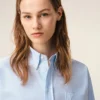 Chemise courte en coton bleu gaufré Ami de Coeur