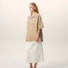 Chemise large à manches courtes et col camp en coton beige