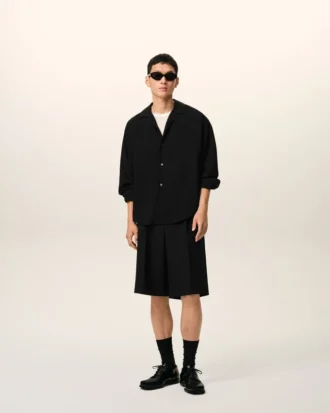 Chemise noire ample brodée Ami Paris