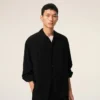 Chemise noire ample brodée Ami Paris