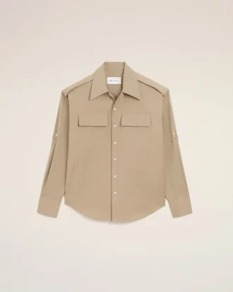 Chemise saharienne en coton beige