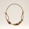 Collier Ami de Coeur en cuir marron et perles