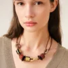 Collier Ami de Coeur en cuir marron et perles
