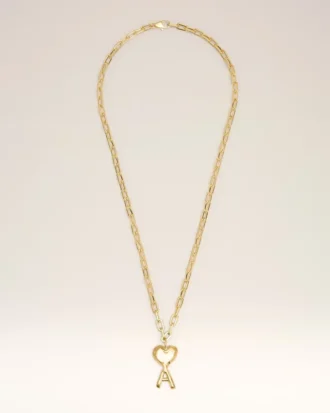 Collier Ami de Coeur en laiton plaqué or martelé
