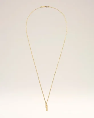 Collier avec pendentif « 1 » en laiton martelé doré