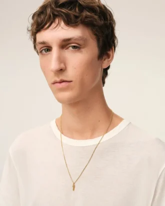 Collier avec pendentif « 1 » en laiton martelé doré