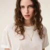 Collier avec pendentif « 3 » martelé en laiton doré