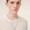 Collier avec pendentif « 8 » martelé en laiton doré