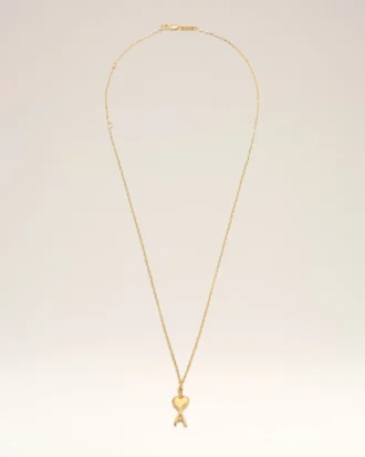 Collier fin martelé Ami de Coeur en laiton doré