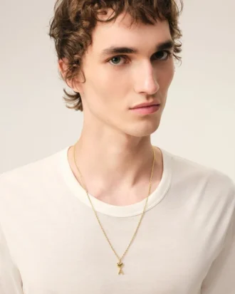 Collier fin martelé Ami de Coeur en laiton doré