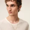 Collier pendentif « 6 » martelé en laiton doré