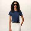 Cotton Blue Ami De Coeur Cropped T-Shirt