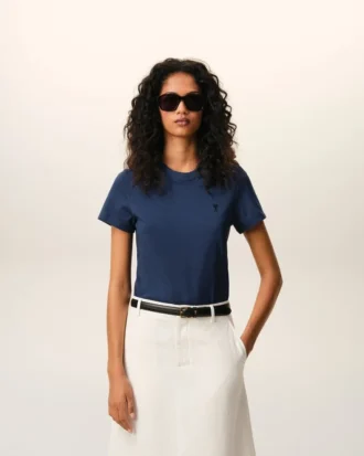 Cotton Blue Ami De Coeur Cropped T-Shirt