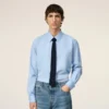 Cravate en soie grenadine bleue