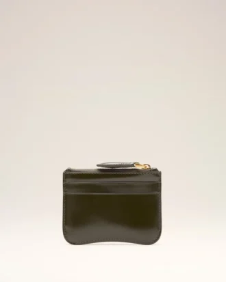 Cuir de vachette vert Porte-cartes zippé Paris Paris