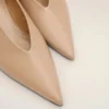 Escarpins à talons compensés et bout pointu en cuir d&rsquo;agneau beige