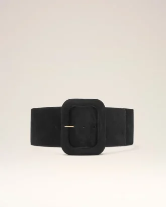 Grande ceinture en cuir de vache noir