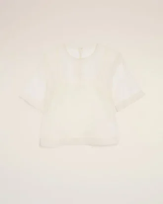 Haut court en soie blanche transparente avec sous-haut