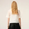 Haut court en soie blanche transparente avec sous-haut