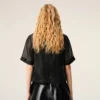 Haut court en soie noire transparente avec sous-haut