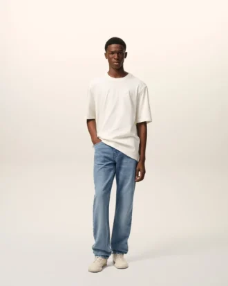 Jean bleu en coton, coupe classique