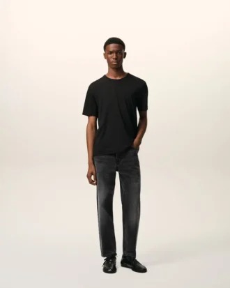 Jean en coton noir à coupe fuselée