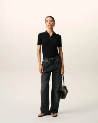 Jean large en coton noir