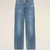 Jeans en coton bleu coupe large
