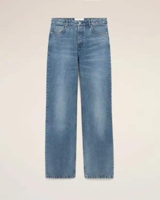 Jeans en coton bleu coupe large
