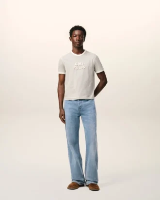 Jeans en coton bleu coupe large