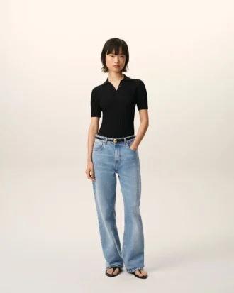 Jeans en coton bleu coupe large