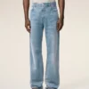 Jeans en coton bleu coupe large