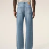 Jeans en coton bleu coupe large