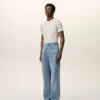 Jeans en coton bleu coupe large
