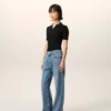 Jeans en coton bleu coupe large