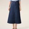 Jupe longue en coton bleu